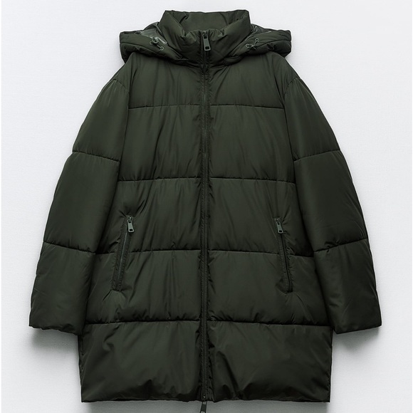 Zara NWT Water and Wind Protection Khaki Longline Hooded Anorak - Picture 8 of 17